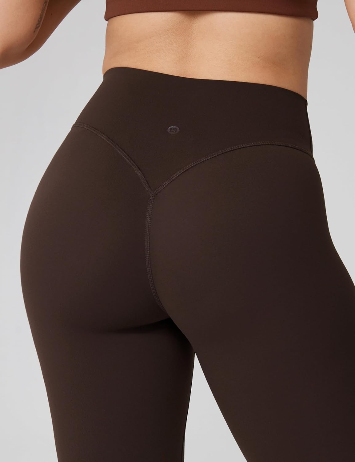 No Front Seam High Waisted Buttery Soft Athletic Tights - Chocolate Brown